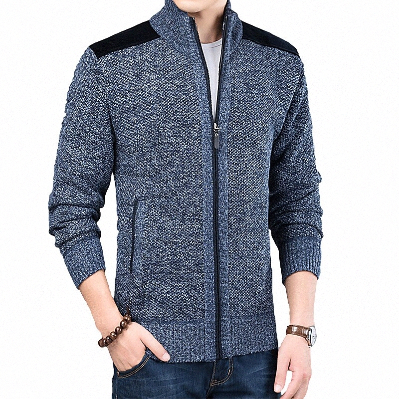 Men's Unisex Cardigan Sweater Pocket Knitted Color Block Stylish Vintage Style Zipper Front Long Sleeve Sweater Cardigans Stand Collar Fall Win