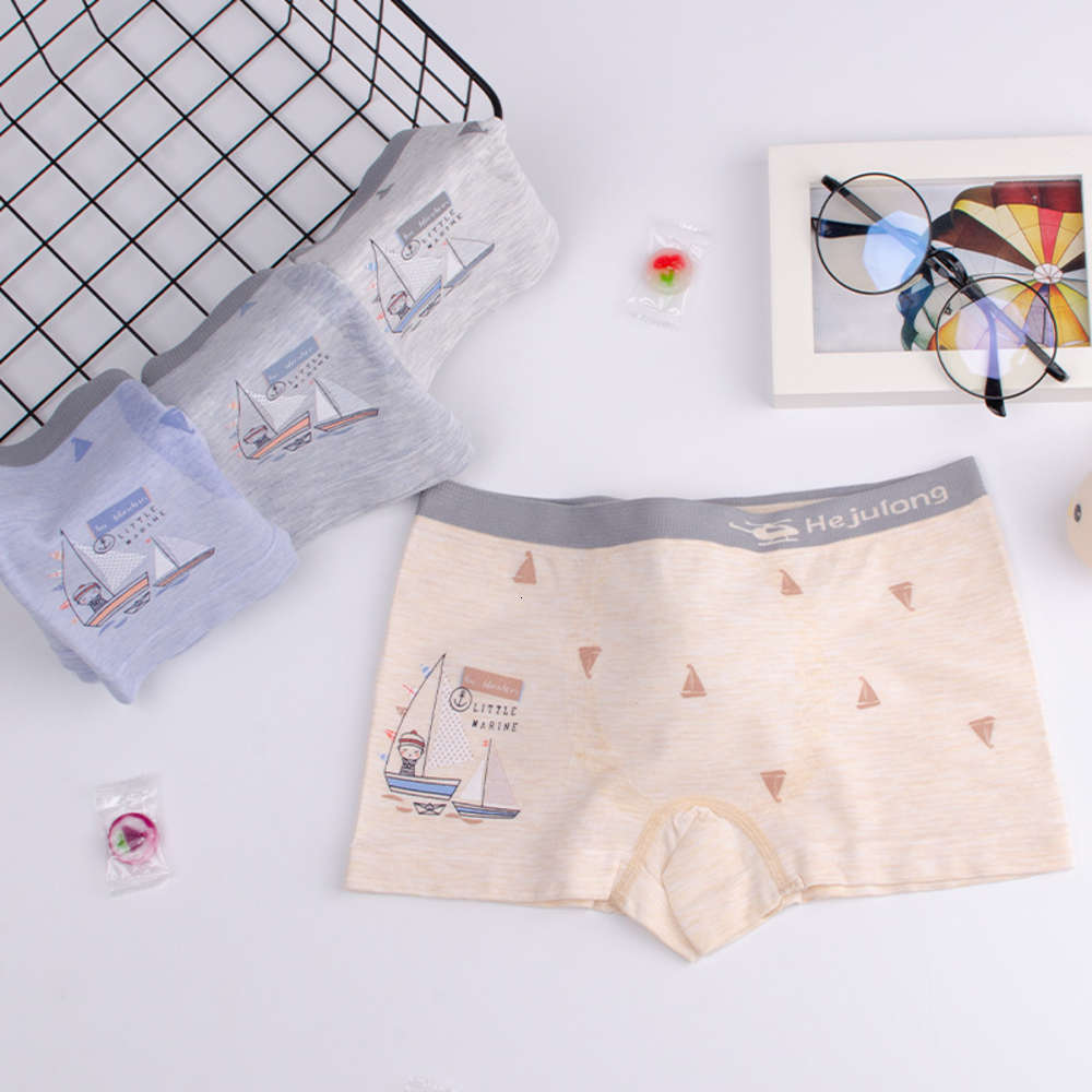 

seamless pure color cotton mid length children's pants boy's boxers cartoon ocean boys' underpants, Camo