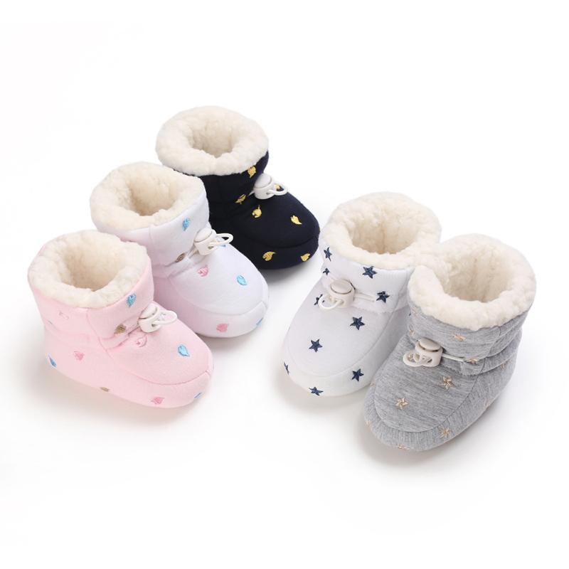 

Boots 2021 Lovely Warm Stars Baby Girl Boy Toddler First Walkers Shoes Soft Slippers Cute Winter Non-Slip, Black;grey