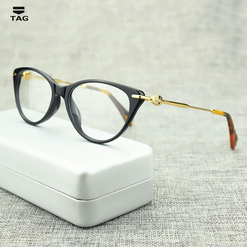 

Brand Fashion Imported Sheet Retro Myopia Glasses Frames TH871 Anti Blue Ray Computer Woman's Cat's Eye Sunglasses