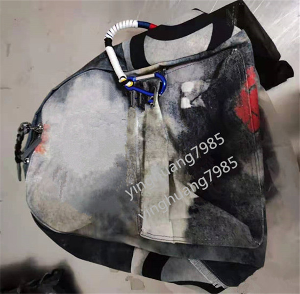 

2021 Fashion Style Graffiti Printed rope bag embroidered with multicolored print canvas backpack school bag, Picture color 35cm