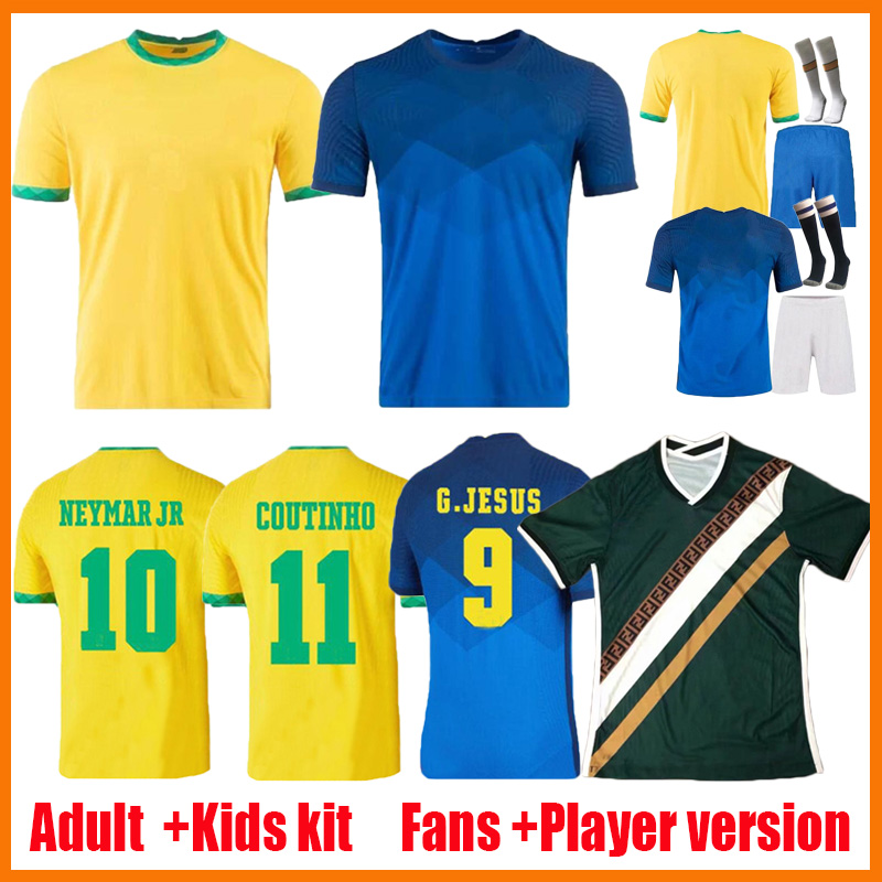 

BrazilS 2021 soccer jerseys Fans Player version Camiseta futbol PAQUETA NERES COUTINHO football shirt FIRMINO JESUS MARCELO 21 22 maillot de foot Brasil KIDS kits, Kids home kit