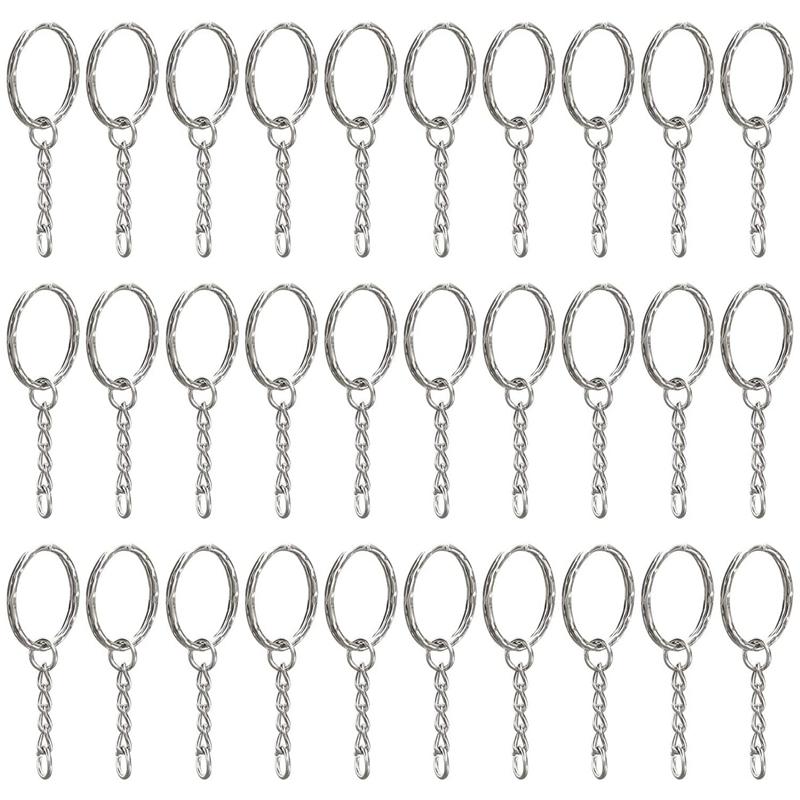 

Keychains Pack Of 30 1 Inch Large Key Rings Interchangeable Round - Silver Colour For Keys Craft DIY