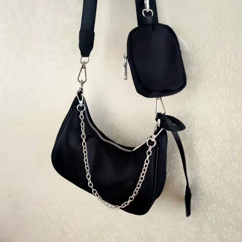

three one middle ancient bag nylon slant span new simple shoulder women's Purses Luxury Outlet, Black