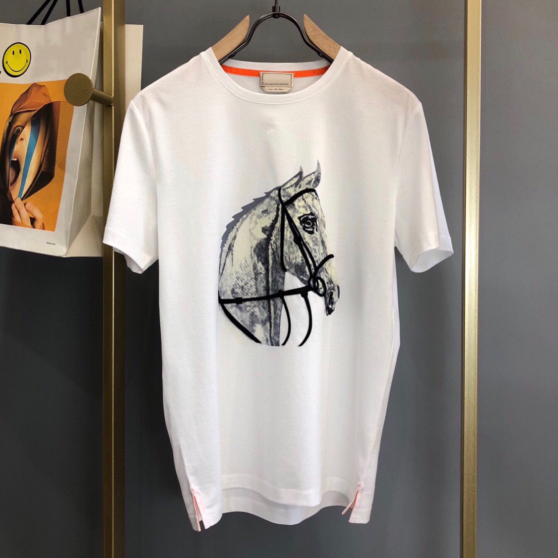

2021 T Shirt Short Sleeve Horse Cotton Fashion Tee Luxury Designer Tops Men Shirts Herm Oversized Clothing Large Big Plus Size, Black