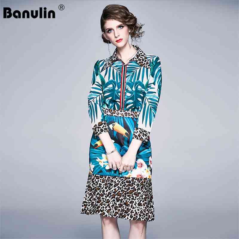 

Runway Two Piece Sets Female Leopard Print Lapel Collar Shirt Blouse + High Waist Ruffle Pleated Skirt Suits Women Outfits 210603, Green