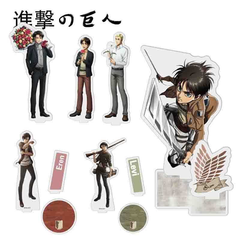 

Attack On Titan Stand Card Keychain Acrylic Fashion Anime Desk Double Side Lucency Keyring Boy Men Fans Gifts Keychains, Silver