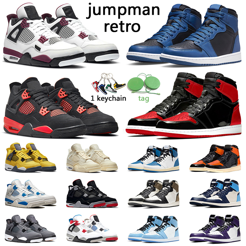 

4s Bordeaux Basketball Shoes University Blue Thunder Oreo Men Women Jumpman1s Dark Marina Blue Mens Trainer