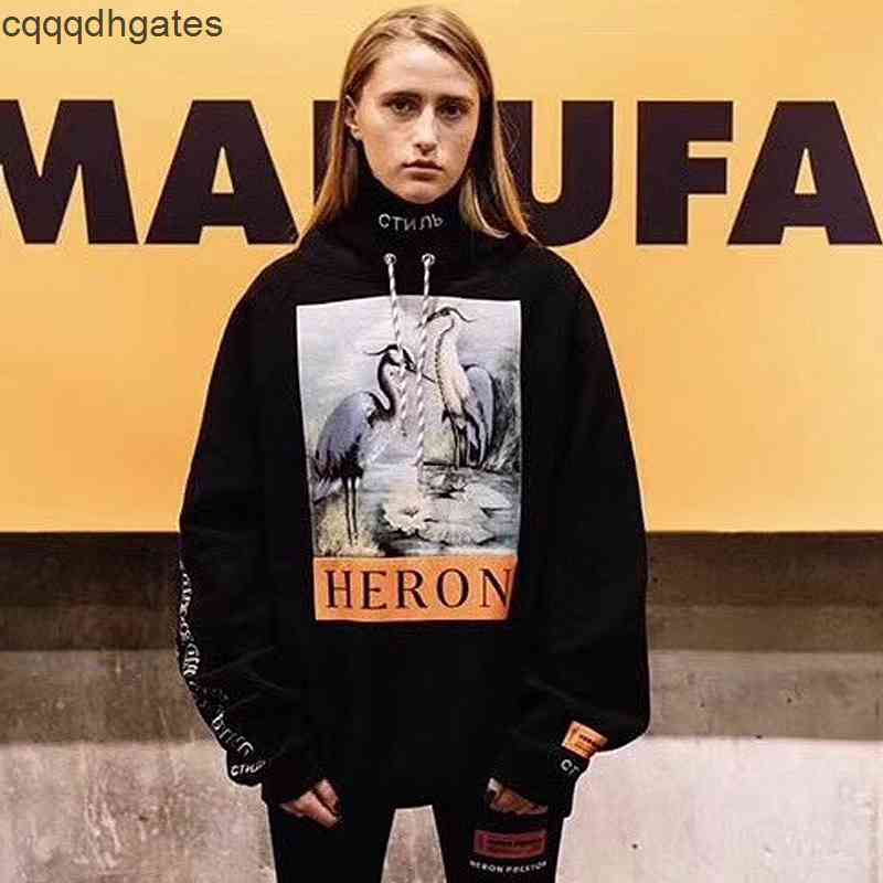 

Prestons Heron 18fw Deng Ziqi's same crane Hoodie loose Hoodie for men and women HP, Black