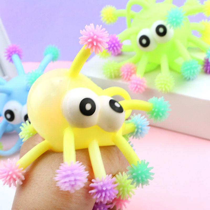 

5 Inch Fidget Toys Convex Eye Luminous Hedgehog Multi-Head Octopus Glowings hed sea urchin. LED glowing ball toy that can be thrown freely on the finger