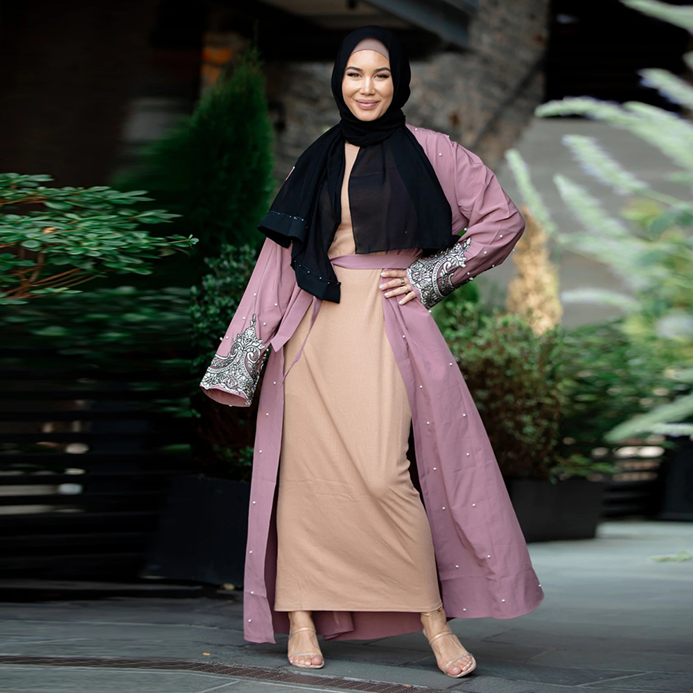 

Robe Femme Kaftan Dubai Abaya Kimono Muslim Cardigan Hijab Coat Abayas For Women Caftan Marocain Oman Qatar Islamic Clothing