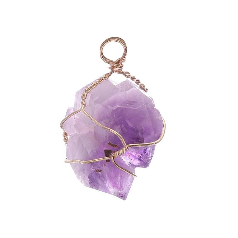

Charms Rough Stone Natural Crystal Tooth Twisted Wire Pendant Amethyst Retro All Irregular For Jewelry Making Bulk Necklace, Bronze;silver