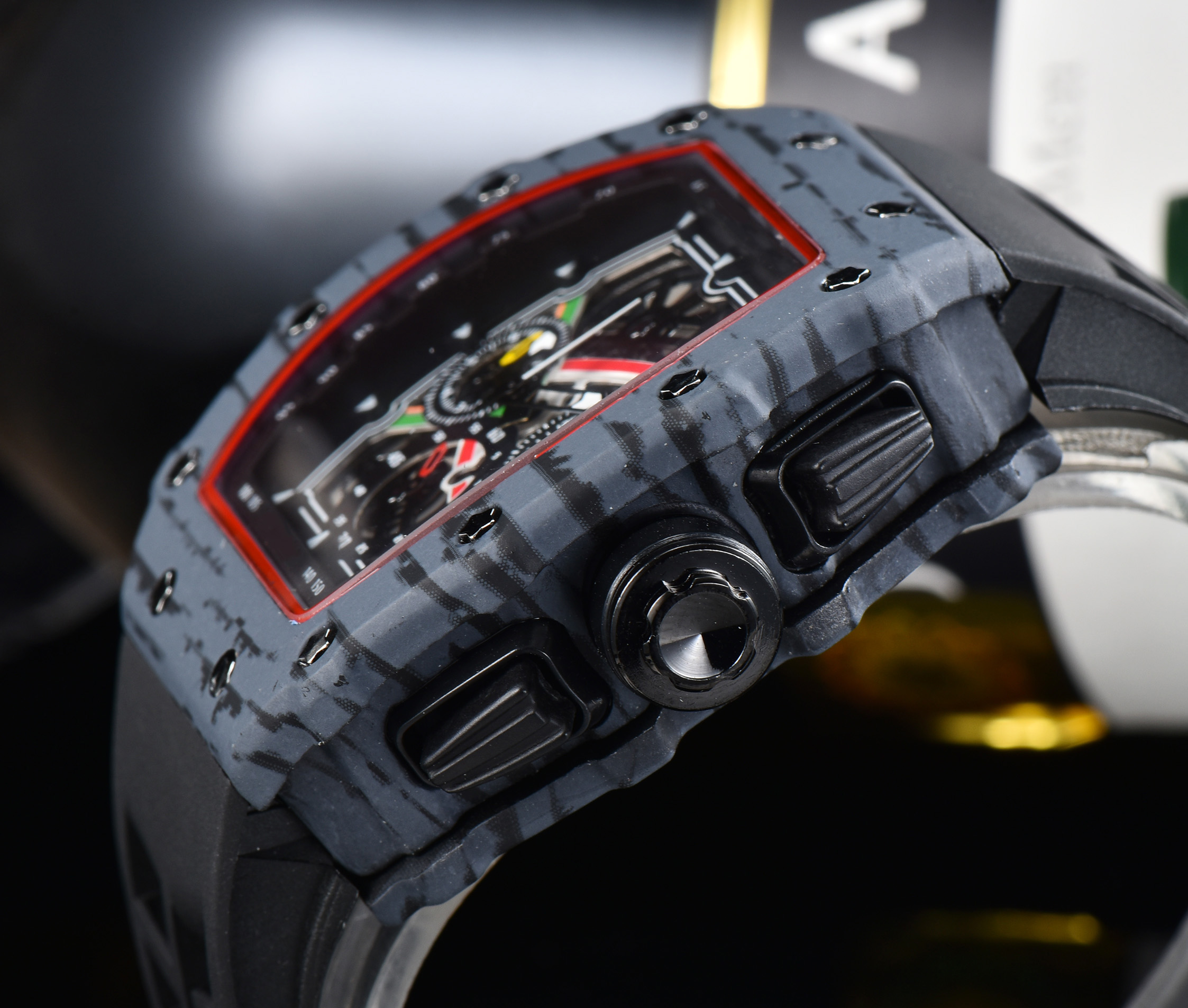 

luxury all the crime quartz mens watch dial work, leisure fashion scanning tick sports watches man Wristband Montre homme, Red