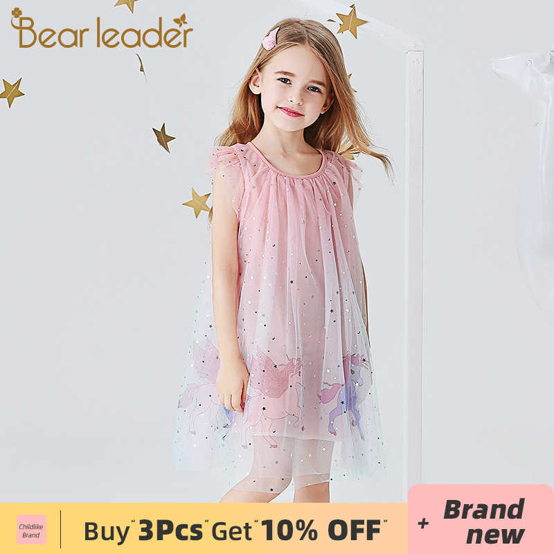 

Bear Leader Girl Cartoon Unicorn Dress Summer Kids Cute Dress Elegant Party Costumes Toddler Baby Children Vestidos 210708, Az2341-pink