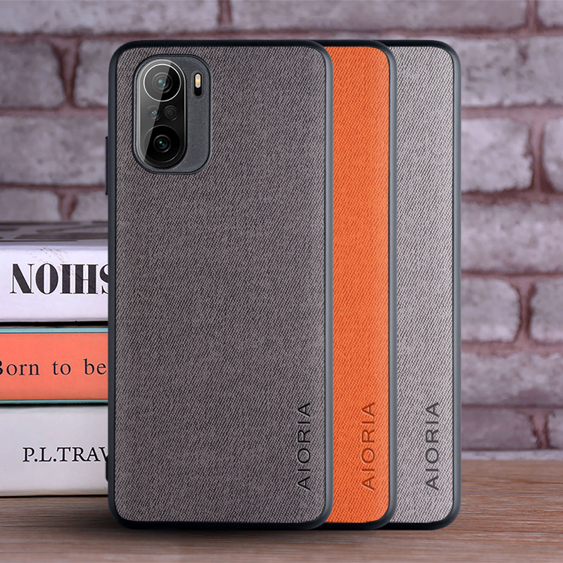 

Phone Case for Xiaomi Poco F3 5G NFC cases coque Luxury textile Leather skin soft hard cover funda capa, Dark gray