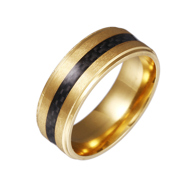

Pabang jewelry spot supply cross-border e-commerce sells European and American fashion creative narrow-carbon fiber stainless steel ring