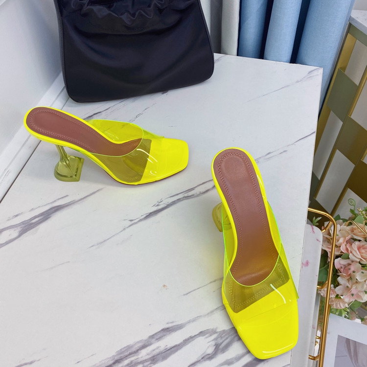 Amina 9.5 cm talon clair femmes dame à talons hauts pantoufles chaussures d'été chaussures de mode paquet de luxe AM2760
