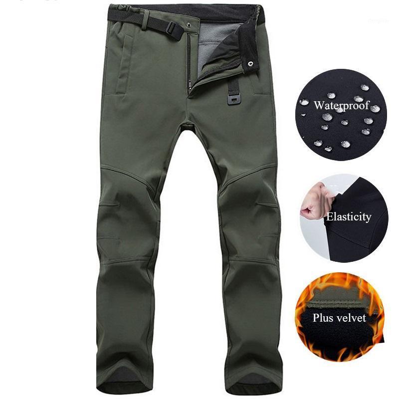 

Men' Pants Autumn Winter FLeece Cargo Men Casual Stretch Waterproof Soft Shell Thick Warm Trousers Tactical Army Work, Gray