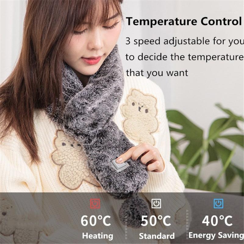 

Scarves Graphene Heat Warm Usb Rechargeable Electric Heaters Plush Shawl Neck Guard And Warmth Artifact Heating Scarf, Blue;gray
