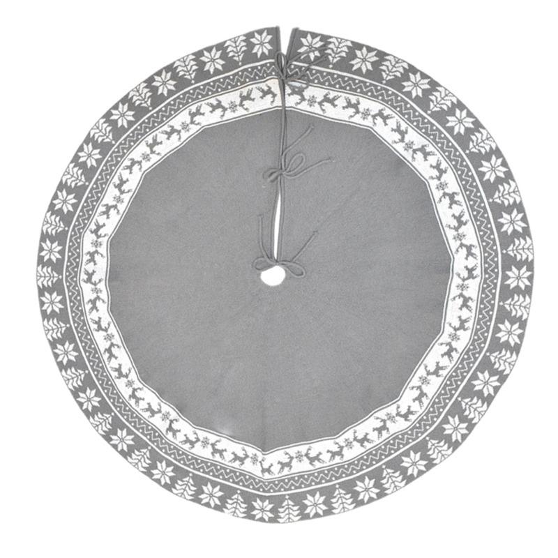 

Christmas Decorations Knitted Acrylic Snowflake Tree Skirt Bottom Decoration Apron Gray