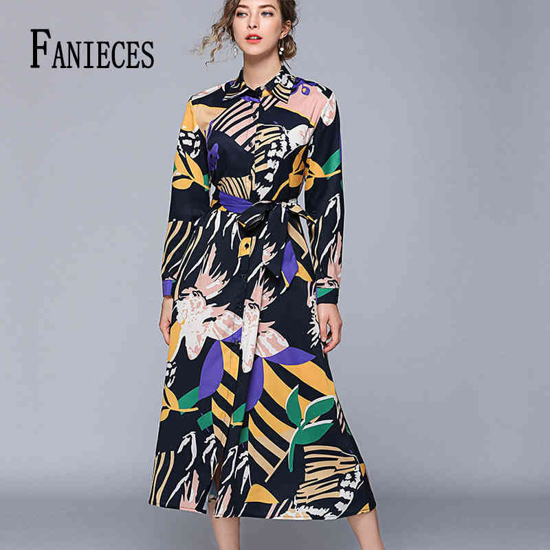 

Autumn Winter Runway Designer Shirt Dress Women Loose Long Sleeve black Print Vintage Dresses High Quality Robe Femme Vestidos 210520