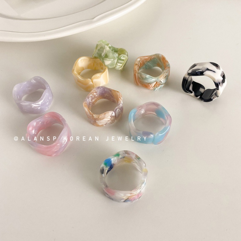 

Korea Fashion Vintage Simple Aesthetic Acetate Ring Colorful Acrylic Thick Round Rings For Women Girls Jewelry Accessories Gifts C3