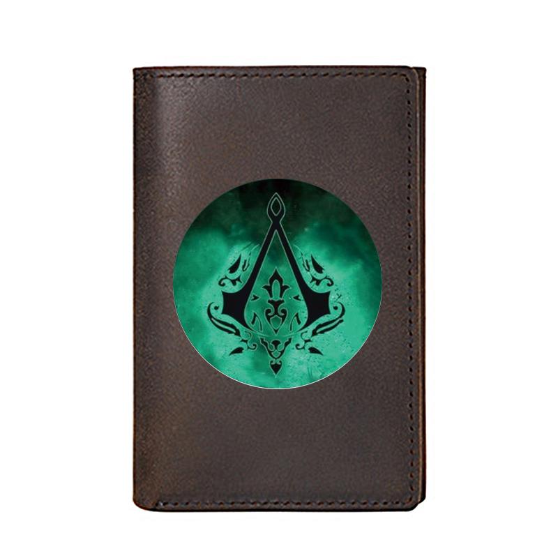 

Wallets High Quality Men Women Wallet Genuine Leather Cool Assassin Design Printing Card Holders Male Slim Mini Short Purse, Red;black