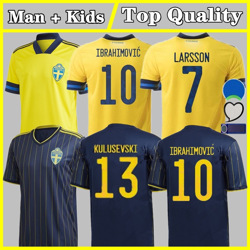 

Sweden Soccer Jersey 2021 Ibrahimovic Forsberg Kulusevski Larsson Tankovic Berg Lindelof Isak Claesson football shirt Men Shirts Kids Kit uniform, Black;yellow