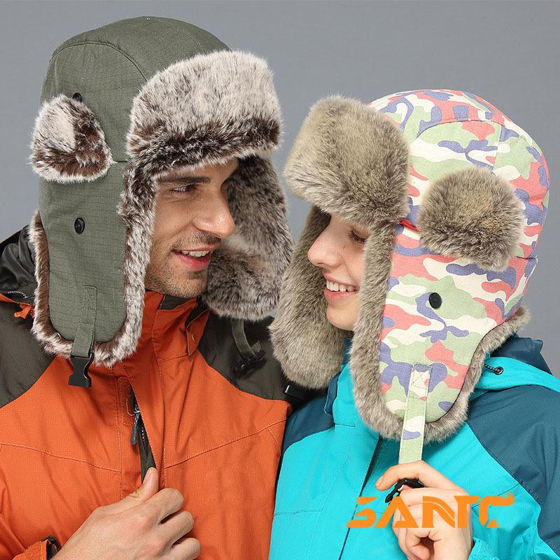 

Berets High Quality Bomber Hats Men's And Women's Winter Cycling Windproof Ear Protection Hat Keep Warm Ski Outdooor, Flame camouflage