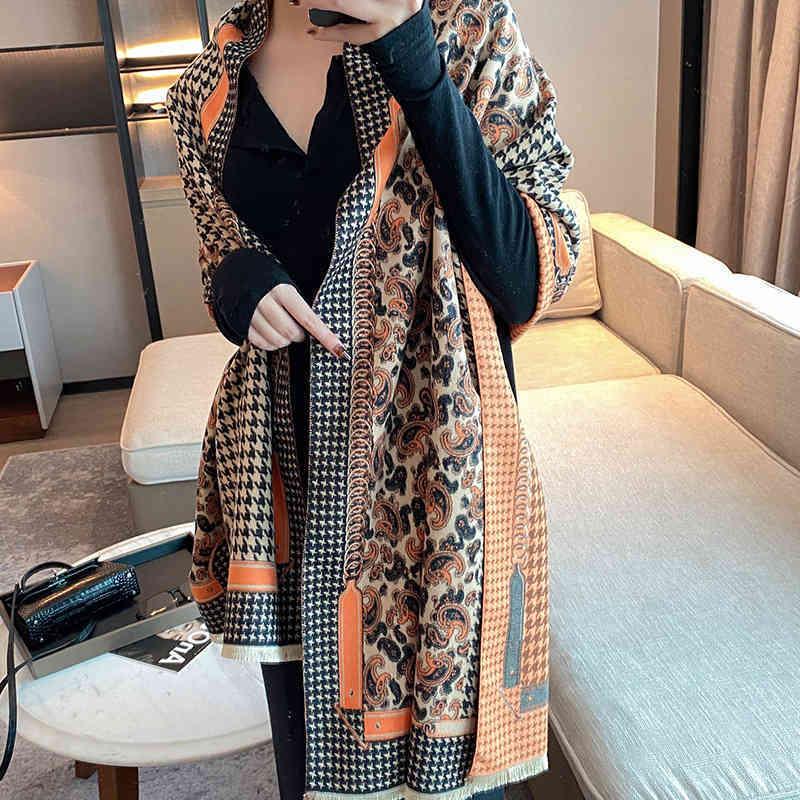 

70% OFF Design Imitation cashmere scarf women's Korean warm printing shawl tassel 2021 autumn and new Office Tourism