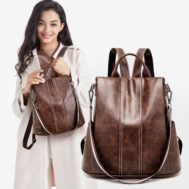

Bag women's backpack women 2021 spring and summer new Korean version easy to take the trend, simple soft leather retro anti-theft big backpack, Bubble pattern black