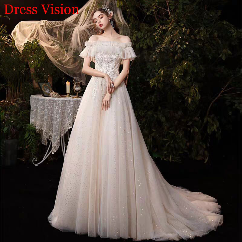 

Wedding Dress Off The Shoulder Robe De Marie Vestido De Noiva Wedding Gown Robe De Mariage Sweep Train, White