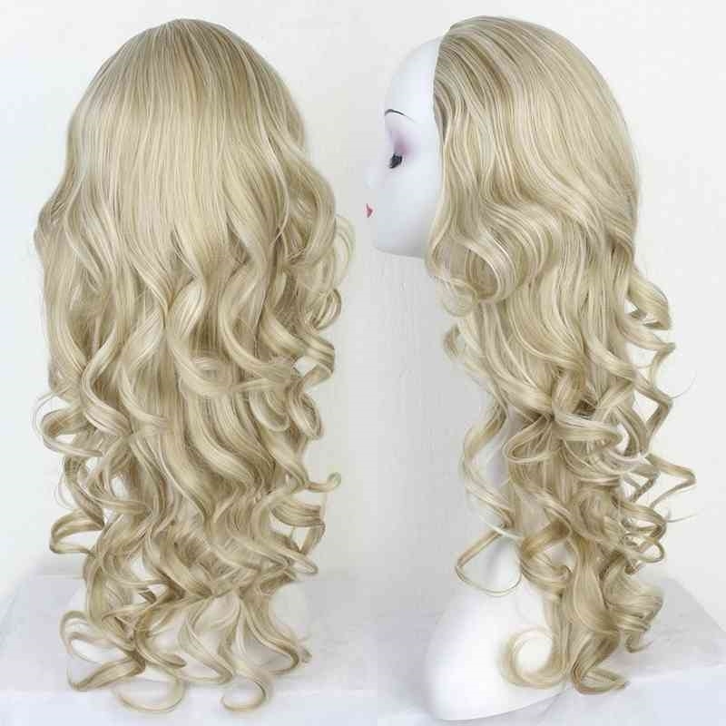 

curly headgear Chemical fiber hair 3 / 4 half fall wig, Red