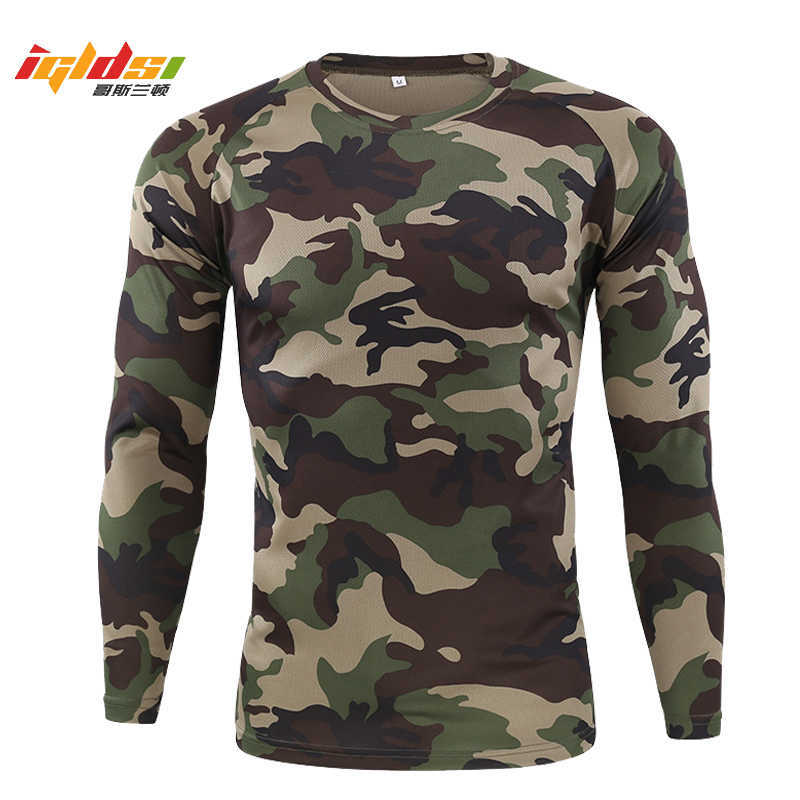 

Men' Breathable Quick Dry Military Army shirt Autumn Spring Men Long Sleeve Tactical Camouflage T-shirt camisa masculina 210629, Tree