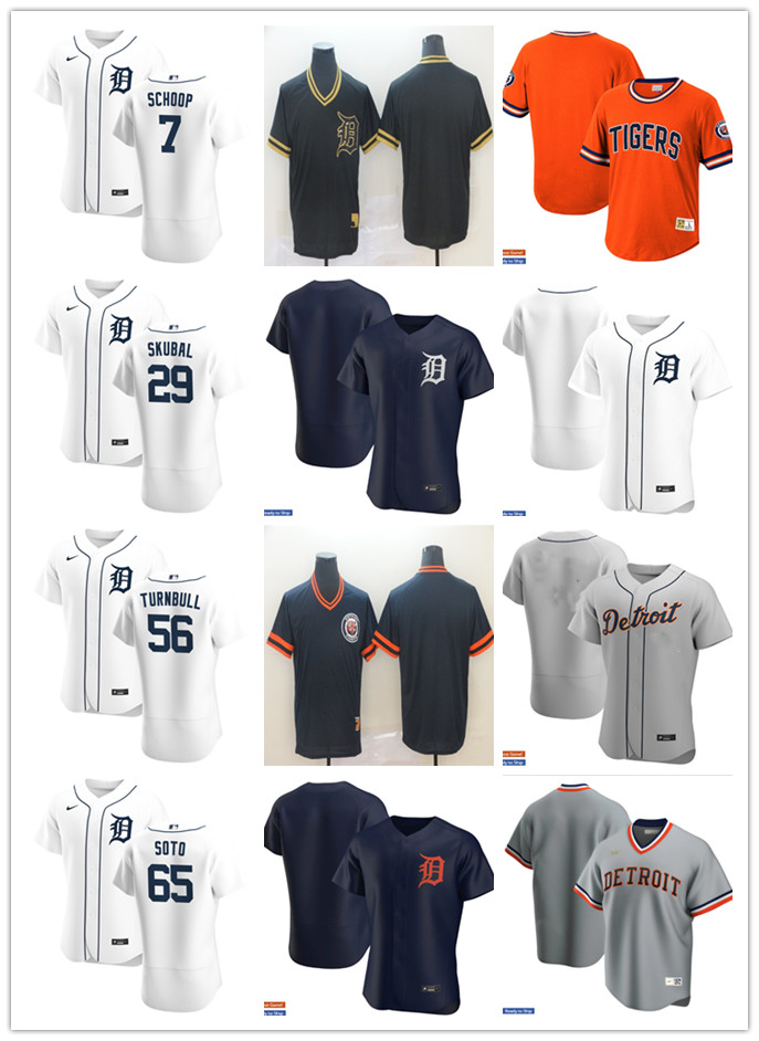 

Men Women Youth Detroit Tigers 7 Jonathan Schoop 29 Tarik Skubal 65 Gregory Soto 56 Spencer Turnbull Custom Baseball Jersey Blan, Blue;black