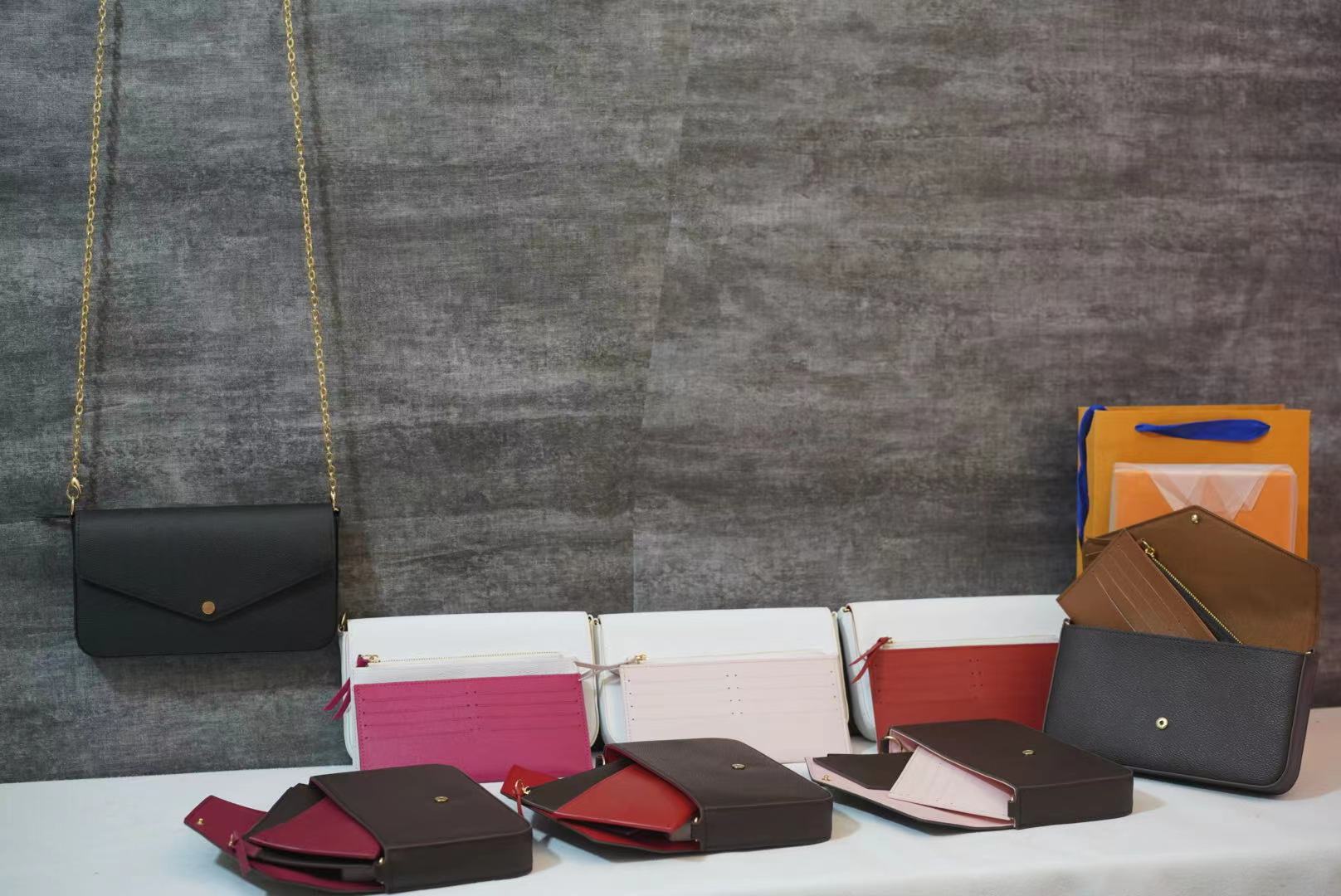 

bags new 3-piece set luxurys handbags chain shoulder bag designers crossbody style women purse handbag purses wallet wallets, Brown flower letter with brown inside