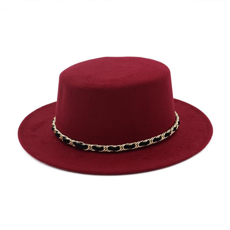 

New Fashion Wide Brim Hats Autumn Winter Classic Flat Top Woolen Couples Hat Men Women Wool Cap Elegant Ladies Casual Fashion Jazz