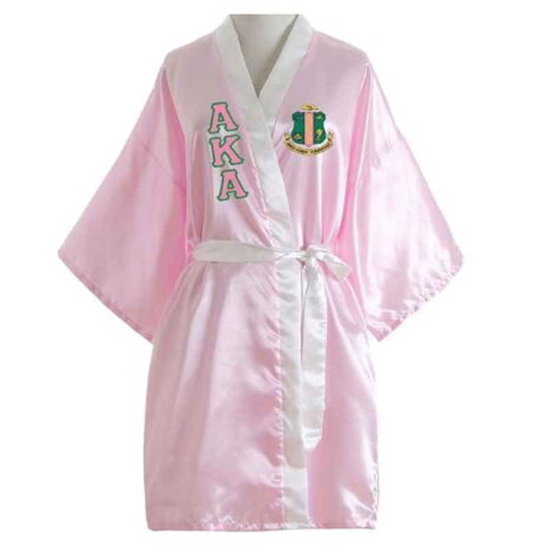 

Sorority Fraternity Loose Silk Bathrobe Lace Satin AKA Clothes Robe 2109016628616