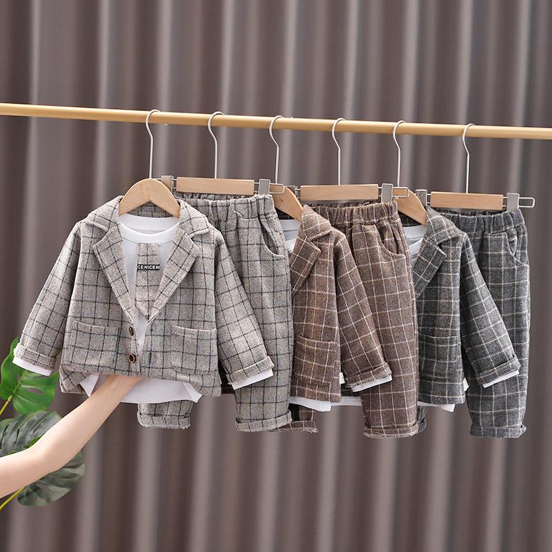 Clothing Sets 3pcs Suits Baby Boy Clothes Formal Party Outfit Gift For Boys Long Sleeve Shirt+coat+pants Autumn Set Costumes Kids-image-735321860