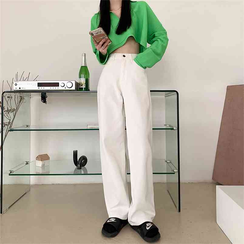 

High Waist Ultra Wide Leg White Jeans 210708, Indigo