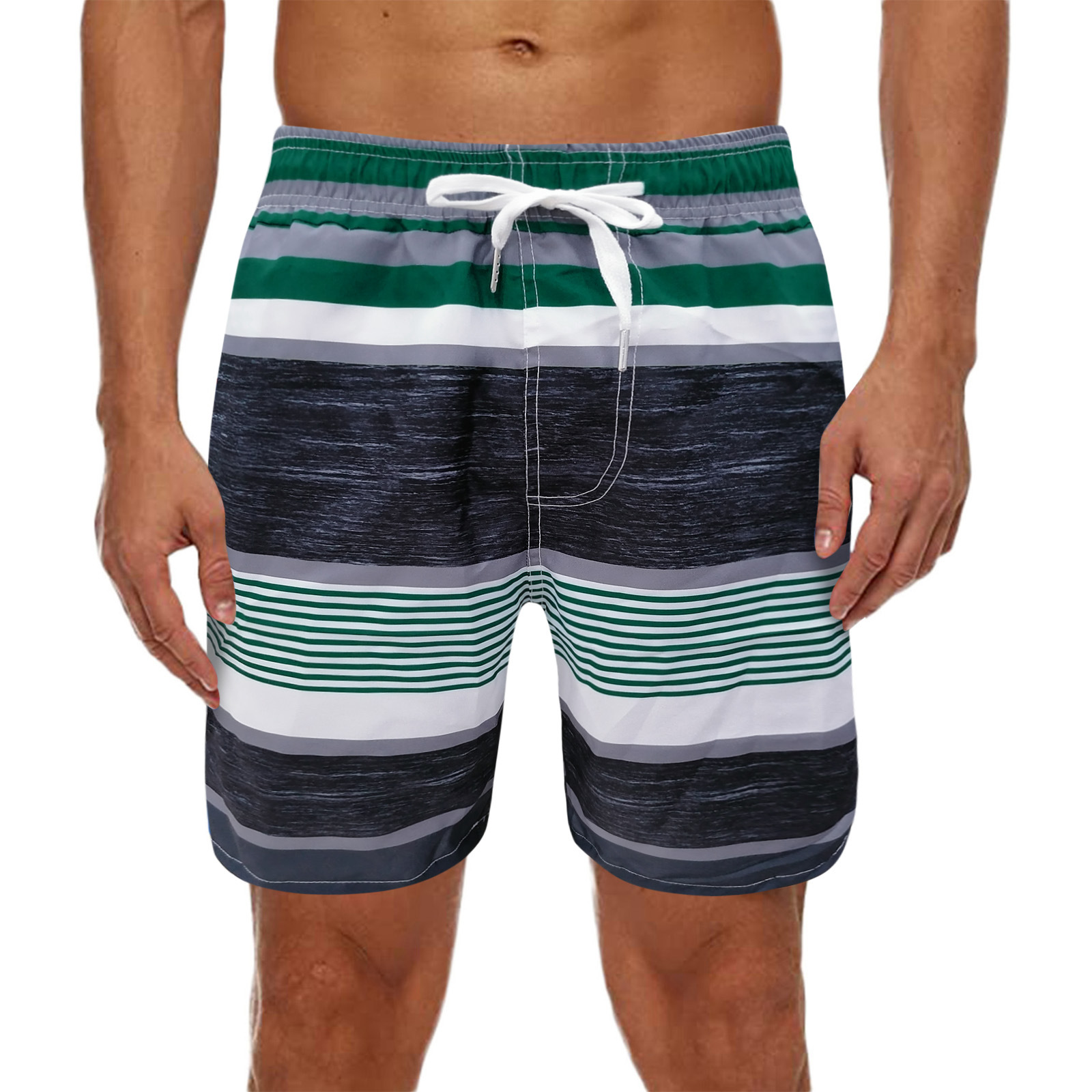 

Men's Summer New Fashion Loose Pocket Shorts Printed Drawstring Beach Pants