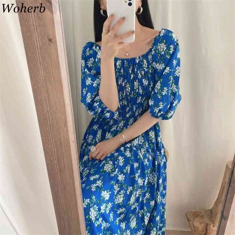 

Vintage Dresses for Women Sexy Slash Neck Off Shoulder Ruffles Vestidos Summer Chiffon Robe Print Temperament Maxi Dress 210519, Blue