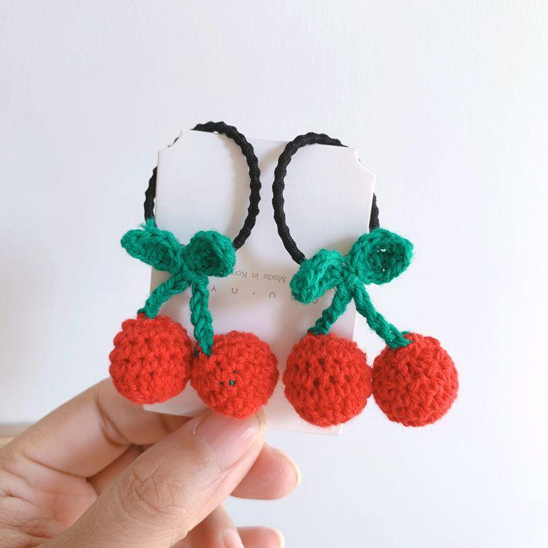 

Hair Accessories Girls Sweet Wool Cherry Ties Rope Christmas Kids Elastic Bands 2pcs/Set Clips, Hair ties-2pcs