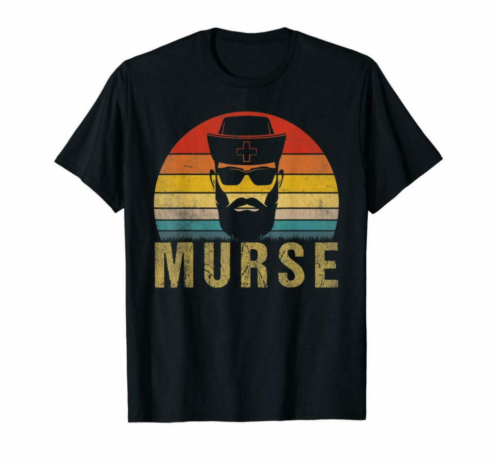 

R1 Murse Man Nursing Beard Unisex Vintage Black T-Shirt Gift For Nurse S-6XL, White;black