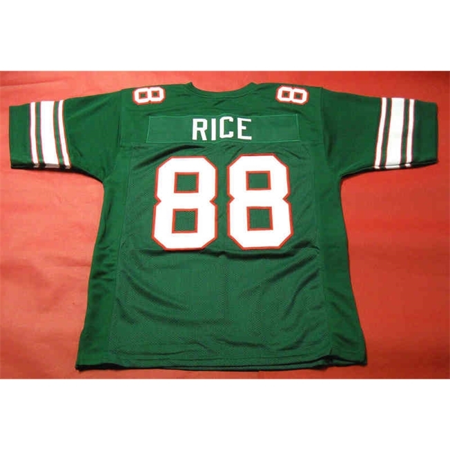 

Mit Custom Football Jersey Men Youth Women Vintage 88 JERRY RICE CUSTOM MISSISSIPPI VALLEY STATE DELTA DEVILS Rare High School Size -6XL or any name and number jerseys, Green men s-5xl