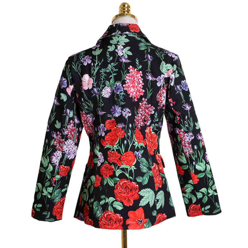 

suit shirts Seqinyy blazer 2021 spring fashion design feminine flowers print high quality office lady carving stylish jacket, Beige