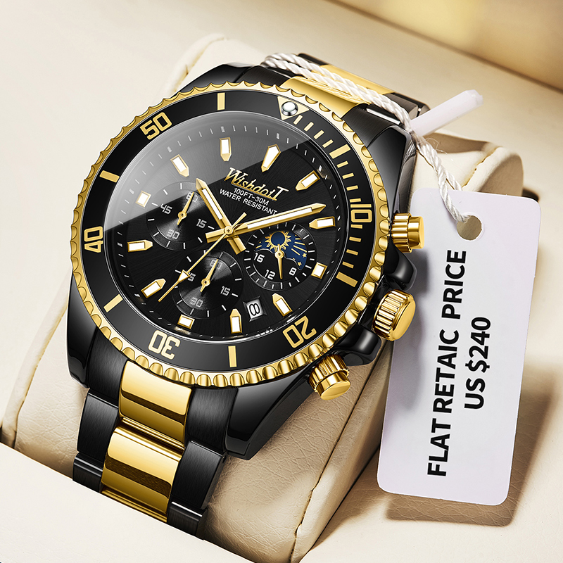 

WISHDOIT 2021 New Men's Casual Sports Watch Top Luxury Watches Waterproof Luminous Stainless Steel WristWatches, Slivery;brown