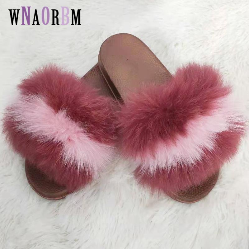 

Slippers Fur Female Home Fluffy Mosaic Pattern Summer Flat Bottom Women Shoes Sweet Ladies Large Size, Black