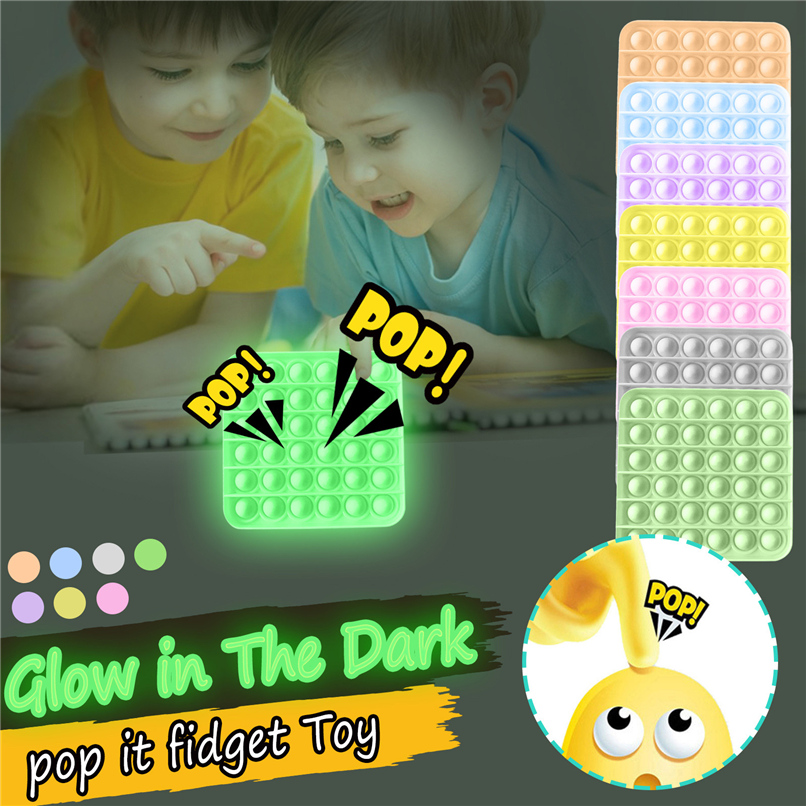 

Luminous Fidget Bubble Poppers Board Push Pop It Sensory Toys Glow IN Dark Poo its Flower Unicorn Round Square Party Favor