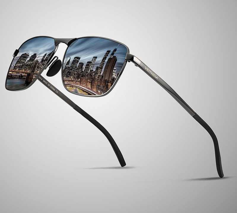 

Men's Square Full Frame Polarised Sunglasses, White;black